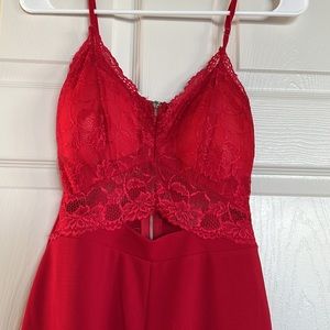 Red Lace Top Jumpsuit